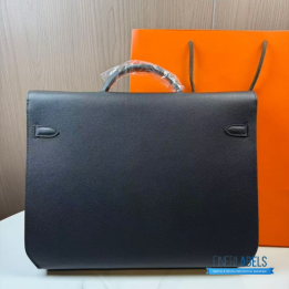 QC Hermès Kelly Dépêches 36 Briefcase in Black