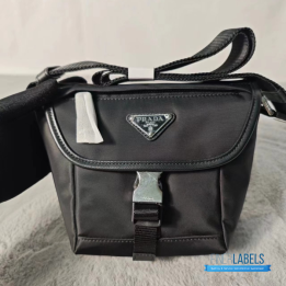 QC Prada Re-Nylon and Saffiano Leather Black Shoulder Bag
