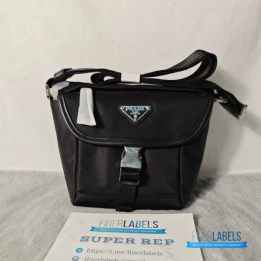 Prada Re-Nylon and Saffiano Leather Black Shoulder Bag
