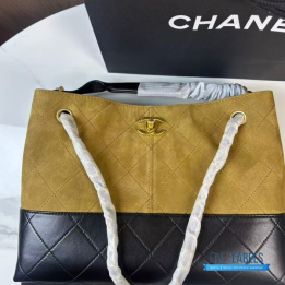 QC Chanel Suede and Quilted Lambskin Shopping Tote