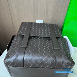 QC BV Intrecciato Leather Back To School Backpack in Dark Brown