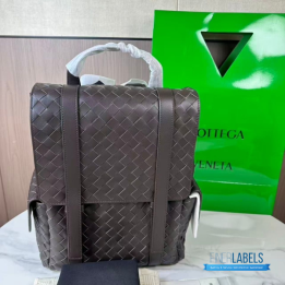 QC BV Intrecciato Leather Back To School Backpack in Dark Brown