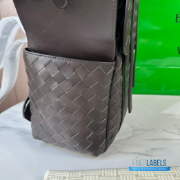 QC BV Intrecciato Leather Back To School Backpack in Dark Brown