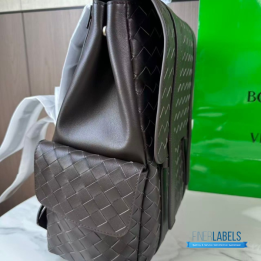 QC BV Intrecciato Leather Back To School Backpack in Dark Brown