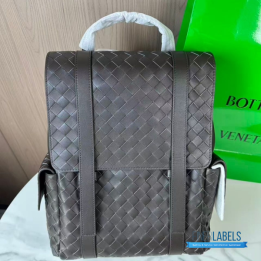 QC BV Intrecciato Leather Back To School Backpack in Dark Brown