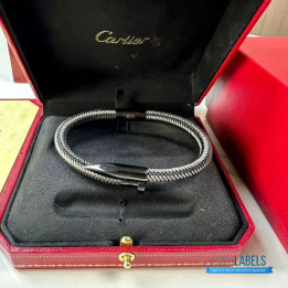QC Cartier Balck and Silver-toned Braided Cable Bracelet
