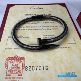 QC Cartier Balck and Silver-toned Braided Cable Bracelet