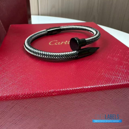QC Cartier Balck and Silver-toned Braided Cable Bracelet