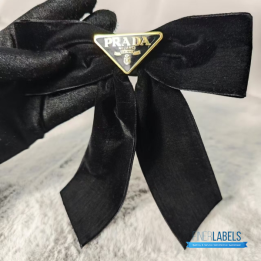 QC Prada Black Velvet Bow Hair Clips