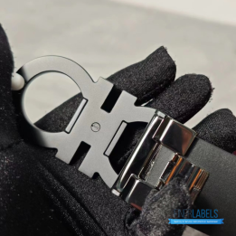 QC Salvatore Ferragamo Adjustable Gancini Belt in Black Calfskin Leather