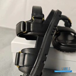 QC Christian Dior Dioract Sandals in Black Lambskin Leather