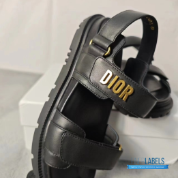 QC Christian Dior Dioract Sandals in Black Lambskin Leather