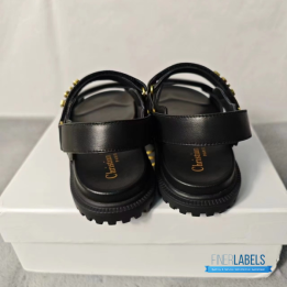 QC Christian Dior Dioract Sandals in Black Lambskin Leather