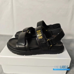 QC Christian Dior Dioract Sandals in Black Lambskin Leather