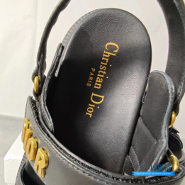 QC Christian Dior Dioract Sandals in Black Lambskin Leather
