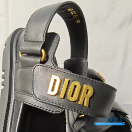 QC Christian Dior Dioract Sandals in Black Lambskin Leather