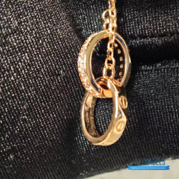 QC Cartier 18K Rose Gold Interlocking LOVE Necklace