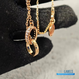 QC Cartier 18K Rose Gold Interlocking LOVE Necklace