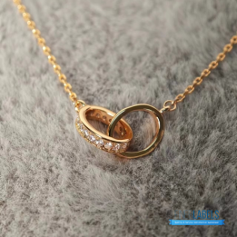 QC Cartier 18K Rose Gold Interlocking LOVE Necklace