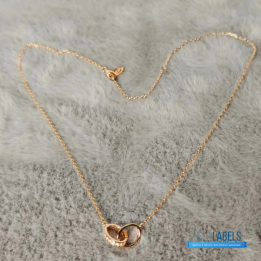 QC Cartier 18K Rose Gold Interlocking LOVE Necklace
