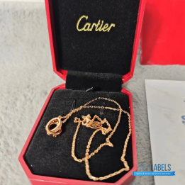 QC Cartier 18K Rose Gold Interlocking LOVE Necklace