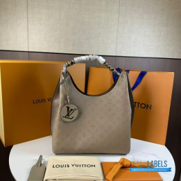 QC LV Carmel Mahina Hobo Bag crafted from perforated Mahina calfskin