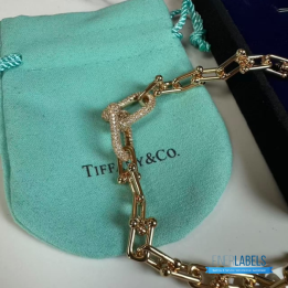 QC Tiffany & Co. HardWear Large Link Bracelet in Yellow Gold with Diamonds