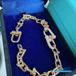 QC Tiffany & Co. HardWear Large Link Bracelet in Yellow Gold with Diamonds