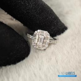 QC Tiffany & Co. Baguette Diamond Cluster ring in white gold