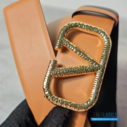 QC Valentino Garavani VLogo Reversible Belt in Saddle Brown Leather