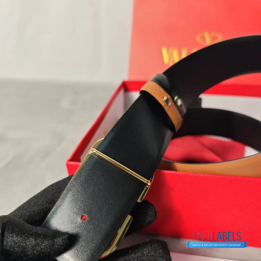 QC Valentino Garavani VLogo Reversible Belt in Saddle Brown Leather