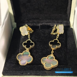 VCA Magic Alhambra 3-motif Earrings in 18K Yellow Gold