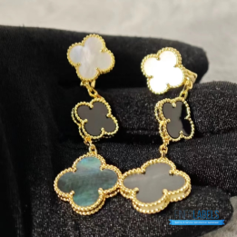 QC VCA Magic Alhambra 3-motif Earrings in 18K Yellow Gold