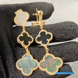 QC VCA Magic Alhambra 3-motif Earrings in 18K Yellow Gold