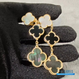 QC VCA Magic Alhambra 3-motif Earrings in 18K Yellow Gold