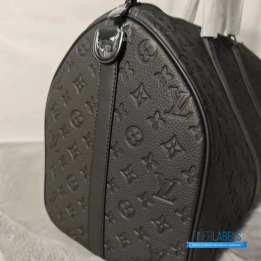 Louis Vuitton Keepall Bandoulière 50 Black Monogram Shadow Embossed Leather