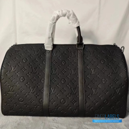 Louis Vuitton Keepall Bandoulière 50 Black Monogram Shadow Embossed Leather