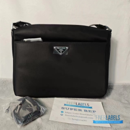 QC Prada Re-Nylon and Saffiano Leather Black Messenger Bag