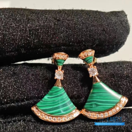 Bvlgari 18k Rose Gold Malachite and Diamond Divas' Dream Earrings