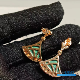 QC Bvlgari 18k Rose Gold Malachite and Diamond Divas' Dream Earrings