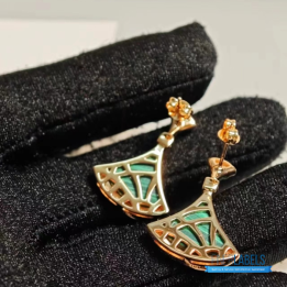 QC Bvlgari 18k Rose Gold Malachite and Diamond Divas' Dream Earrings