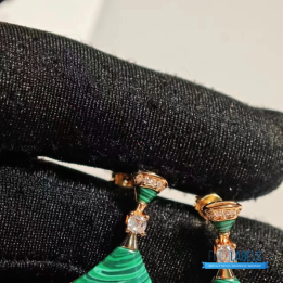 QC Bvlgari 18k Rose Gold Malachite and Diamond Divas' Dream Earrings
