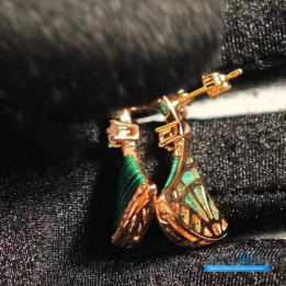 QC Bvlgari 18k Rose Gold Malachite and Diamond Divas' Dream Earrings