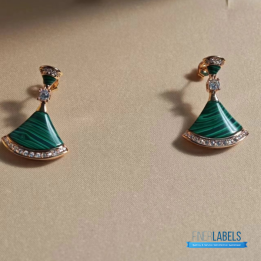 QC Bvlgari 18k Rose Gold Malachite and Diamond Divas' Dream Earrings