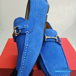 QC Salvatore Ferragamo Gancini Blue Suede Driving Loafers