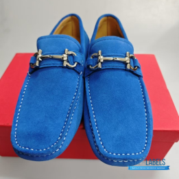QC Salvatore Ferragamo Gancini Blue Suede Driving Loafers