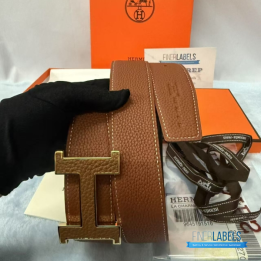 QC Hermès Belt in a gold-toned H buckle