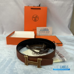 QC Hermès Belt in a gold-toned H buckle