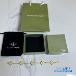 QC VCA Vintage Alhambra Bracelet in Hammered 18K Yellow Gold