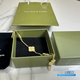 QC VCA Vintage Alhambra Bracelet in Hammered 18K Yellow Gold